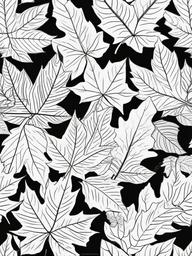 Maple Leaves Coloring Pages - Iconic Leaves Turning Red and Gold  minimal black outline printable sheet, coloring page