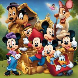 Disney clipart - Disney characters on a treasure hunt  