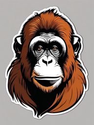 Orangutan Sticker - An expressive orangutan with thoughtful eyes. ,vector color sticker art,minimal