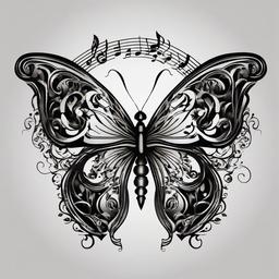 music note with butterfly tattoo  
