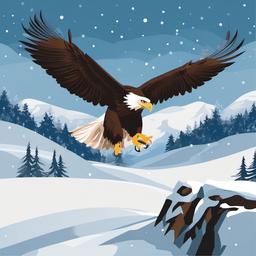 Eagle clipart - eagle in a winter landscape  