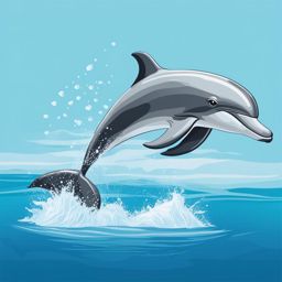 dolphin clipart: leaping joyfully in crystal-clear ocean waters. 