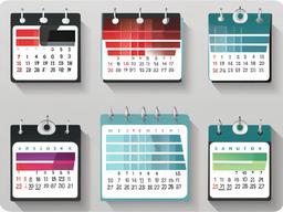 Calendar clipart - simple and modern calendar design  color,minimalist,vector clipart