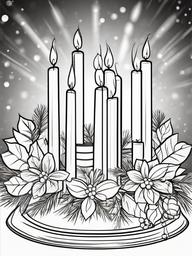 Advent Wreath Coloring Page  outling,coloring pages,black and whit