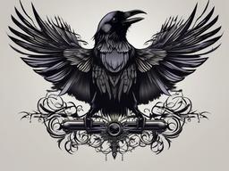 gothic crow tattoo  simple vector color tattoo