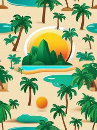 Tropical Island and Palms Emoji Sticker - Exotic island escape, , sticker vector art, minimalist design