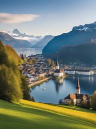 hidden gems of lake lucerne - create an artwork that highlights the hidden gems around lake lucerne, with secluded bays and charming lakeside villages. 