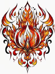 abstract fire tattoo  simple color tattoo,white background