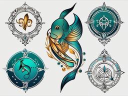 pisces zodiac tattoo ideas  simple vector color tattoo