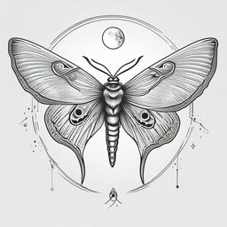 Moon Moth Tattoo - Tattoo featuring a moth with a moon motif.  simple vector tattoo,minimalist,white background