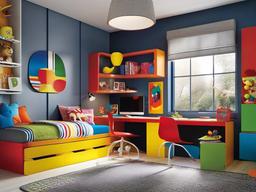 In the kids' room, Pop Art interior design showcases bright colors, graphic patterns, and playful decor that inspire creativity and imaginative play.  