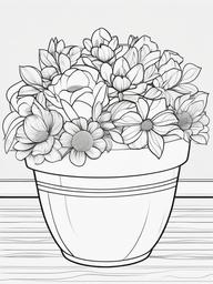 Easter Egg in a Flower Pot Coloring Pages - Egg Nestled in a Flower Pot  minimal black outline printable sheet, coloring page