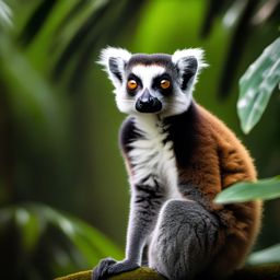 Cute Lemur Exploring in a Pristine Rainforest 8k, cinematic, vivid colors