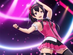 nico yazawa performs a high-energy idol dance routine. 