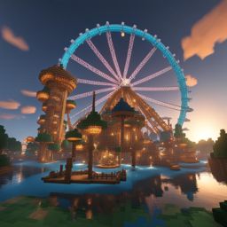 floating amusement park with gravity-defying rides and attractions - minecraft house design ideas minecraft block style