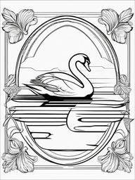 Swan Coloring Pages - Elegant White Water Bird  minimal black outline printable sheet, coloring page