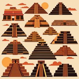 The Pyramids of Teotihuacan clipart - Ancient Mesoamerican pyramids in Mexico, ,color clipart vector style