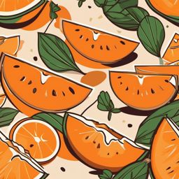 Cantaloupe Clipart - Sliced cantaloupe with its orange flesh.  color vector clipart, minimal style