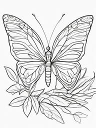 Bug Coloring Pages - Caterpillar transforming into a butterfly  simple coloring pages