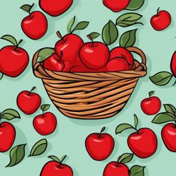 Apple Basket Clipart - A basket filled with red apples.  color vector clipart, minimal style