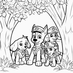 paw patrol coloring pages - the paw patrol pups rescue a stranded kitten from a tree. 