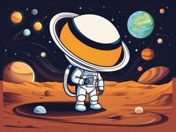 Alien exploring the solar system clipart.  vector style illustration, white background