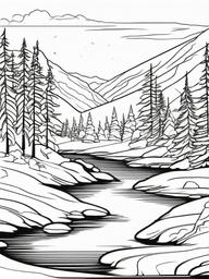 Winter River Coloring Pages - Frozen Rivers and Lakes in Winter  minimal black outline printable sheet, coloring page