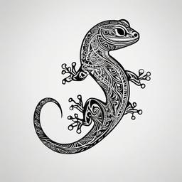 maori gecko tattoo  simple color tattoo,minimalist,white background