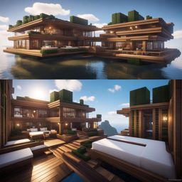 floating hotel in the clouds with luxury suites - minecraft house design ideas 