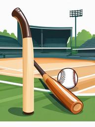 Baseball bat on a sports field clipart.  vector style illustration, white background