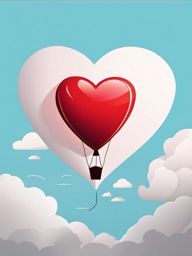 Heart Balloon Sticker - Heart-shaped balloon in the sky, ,vector color sticker art,minimal