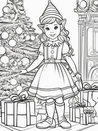 Coloring Pages Christmas Elf  outling,coloring pages,black and whit