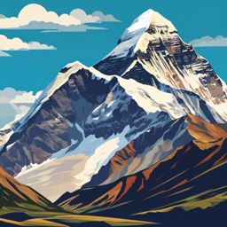 Mount Everest clipart - Earth's highest mountain in the Himalayas, ,color clipart vector style