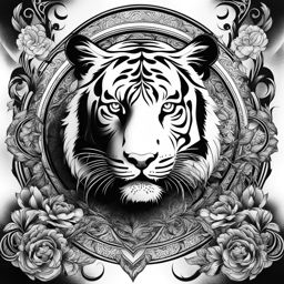 tiger tattoo black and white design 
