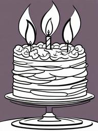 Cake Coloring Pages - Layered birthday cake with candles on top  simple coloring pages