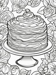 Cake Coloring Pages - Cinnamon coffee cake with a crumb topping  simple coloring pages