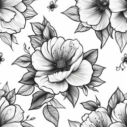 small flower tattoos black and white design 