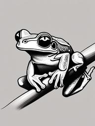 drawing of peppered tree frog  minimal rough sketch scribbles,doodles,black and white