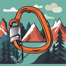 Mountain Climbing Carabiner and Rope Clipart - A mountain climbing carabiner and rope for climbers.  color vector clipart, minimal style