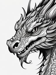 Cute Dragon Tattoo - Adorable and cute dragon tattoo design.  simple color tattoo,minimalist,white background