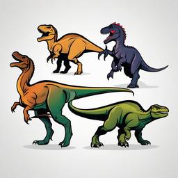 3 Dinosaur Tattoo - Showcase a trio of dinosaurs in a dynamic and engaging tattoo design.  simple vector color tattoo,minimal,white background