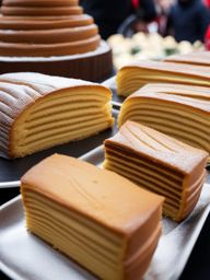 baumkuchen, a german tree cake, savored at a traditional christmas market in munich. 