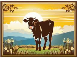 Cow clipart - cow under a sunny sky  