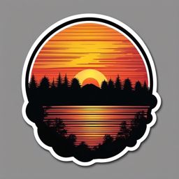 Sunrise Sticker - The sun rising over the horizon, ,vector color sticker art,minimal