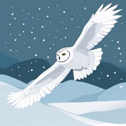 Snowy Owl Clipart - Snowy Owl hunting in the Arctic tundra , minimal, 2d