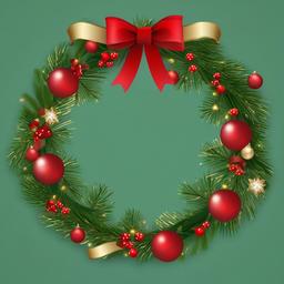 Holiday clipart - holiday wreath with ribbons  