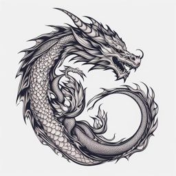Small dragon tattoo, Delicate and subtle dragon tattoo designs.  color, tattoo style pattern, clean white background
