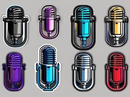 Podcast Microphone Sticker - Hosting informative and entertaining podcasts with the professional podcast microphone, , sticker vector art, minimalist design