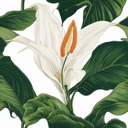 japanese peace lily tattoo  simple color tattoo,white background,minimal