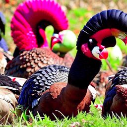 turkeys staging a 'gobble-off,' competing to see who can produce the most absurd gobbling sounds. 